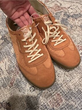 Sam Edelman Women’s Tan Suede Casual Lace-Up Sneakers